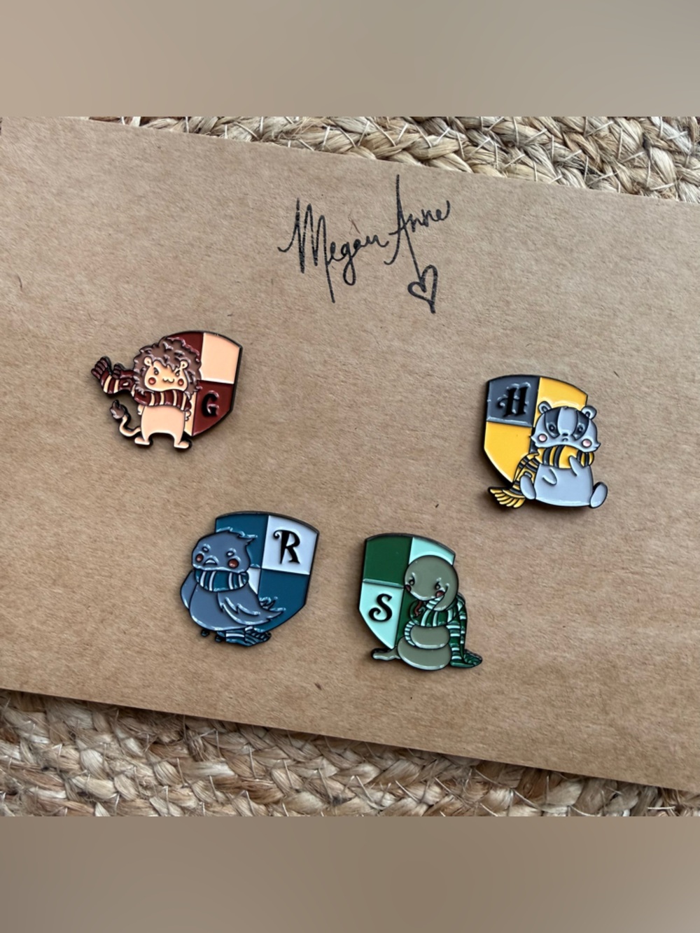 Harry Potter Inspired Hogwarts House Mascot Pin Set of 4 Gryffindor Hufflepuff